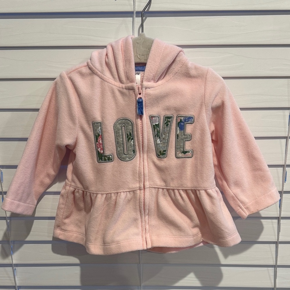 Carter's Light Pink Hoodie with LOVE Appliqué